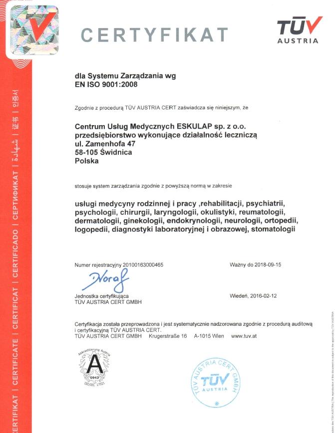 Certyfikat ISO 2017