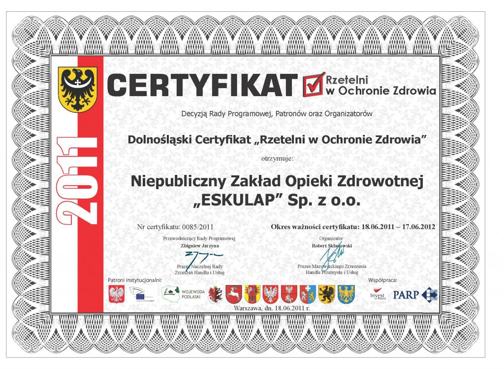 Certyfikat rzetelni 2011