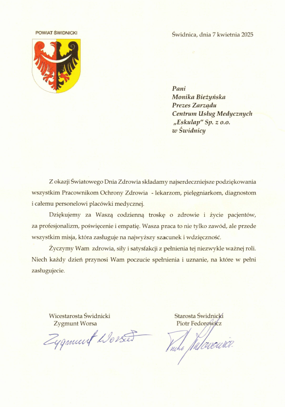 podziekowanie światowy dzień zdrowia